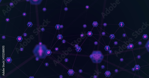 Image of network of connections with icons © vectorfusionart