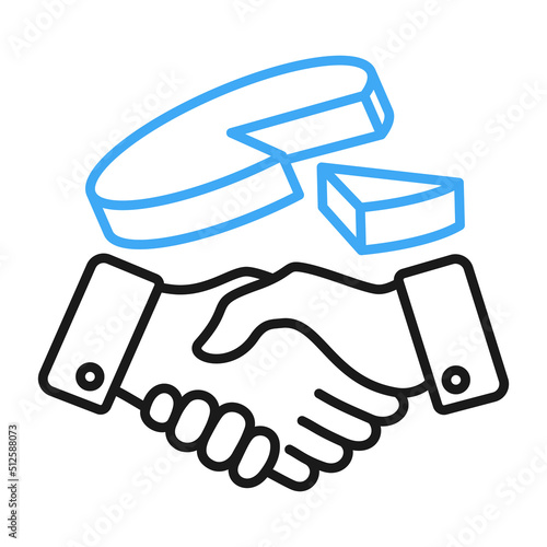 handshake icon, task relation line sign on white background. vector illustration