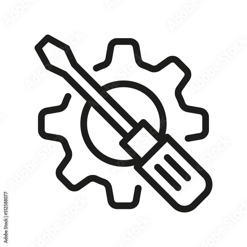 Wrench and Gear, screwdriver. Help and support icon Vector.