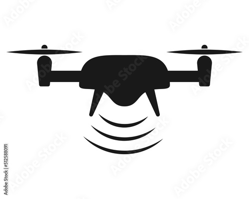 Drone with radio waves, wireless, radar detection system, delivery service icon.