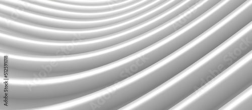 white plastic wave parallel lines background Wave of a bent curve 3d illustration