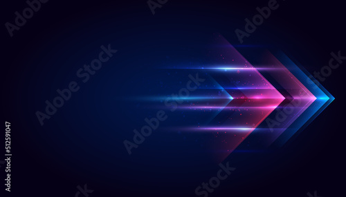 Modern abstract arrows moving at high speed.Technology movement. Colourful dynamic motion. Technology movement pattern for banner or poster design background concept. photo