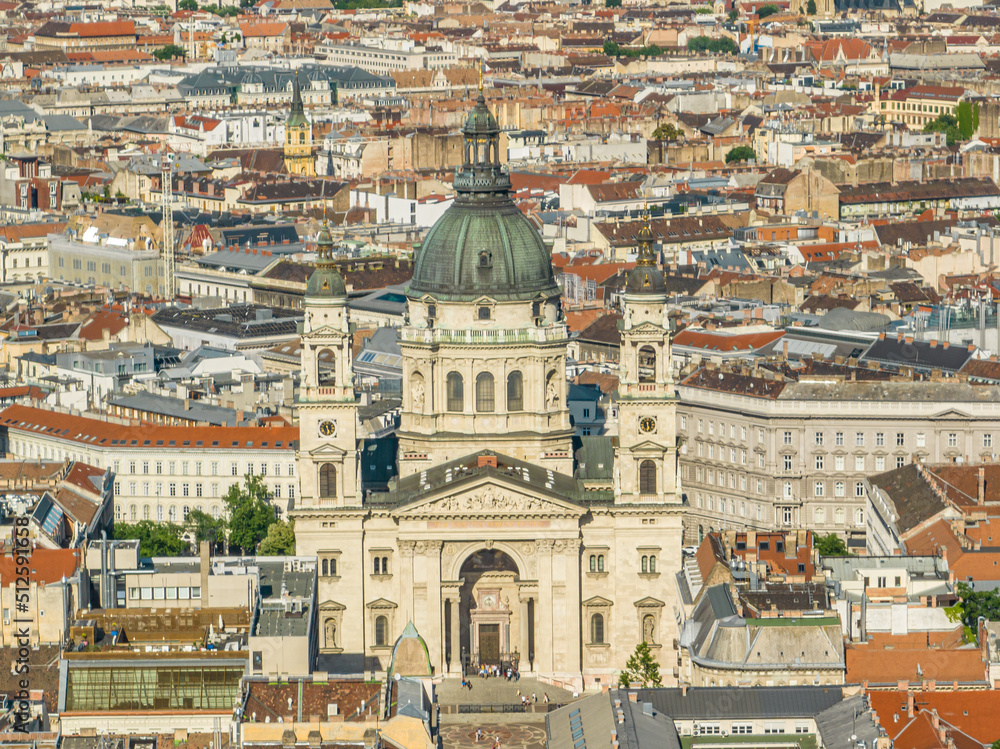 Hungary - Amazing drone view for the St. Stephen's Basilica (Szent István Bazilika) at Budapest