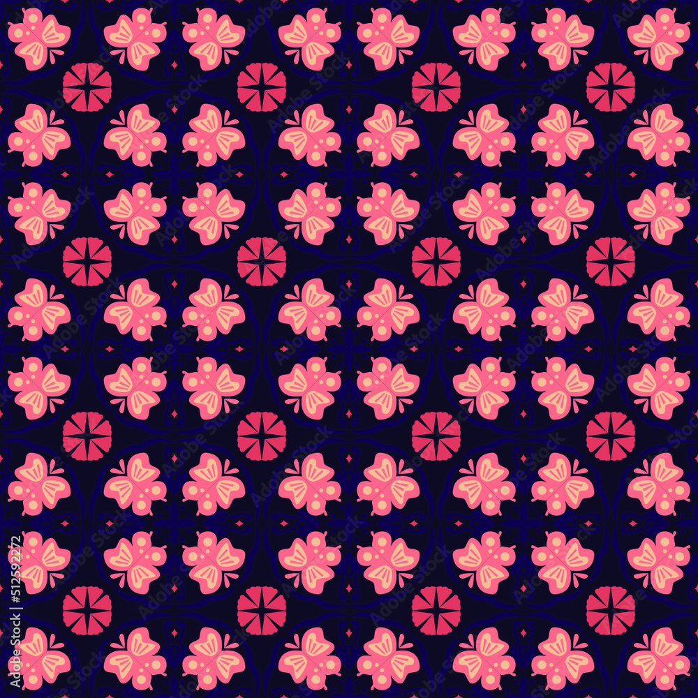 Seamless Background Garden Nature Butterfly Damask Pattern Art
