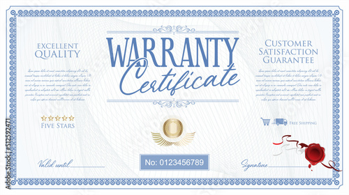 Warranty Certificate retro vintage design vector illustration