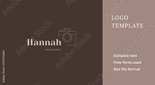 Minimalist retro photo video camera brand identification place for text line art logo vector