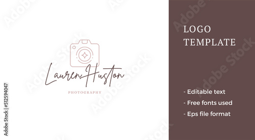 Fashionable photography courses premium emblem minimalist line art logo vector illustration