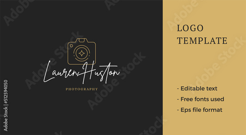 Fashionable photography courses premium emblem minimalist line art logo vector illustration