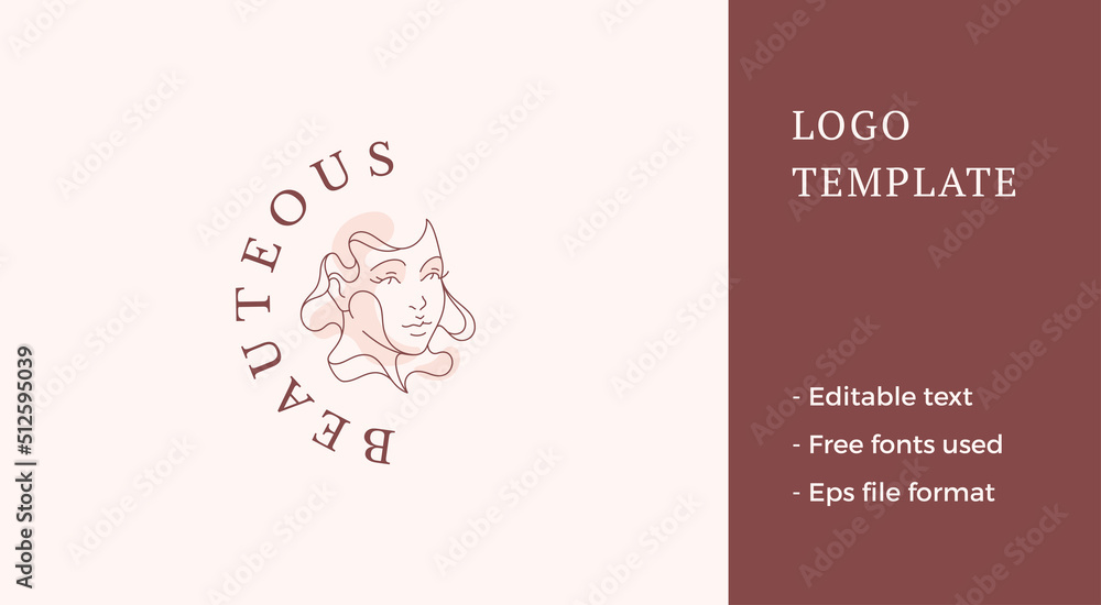 Creative beauty logo female face continuous line pastel spot half circle decorative design vector Creative beauty logo female face continuous line pastel spot half circle decorative design vector