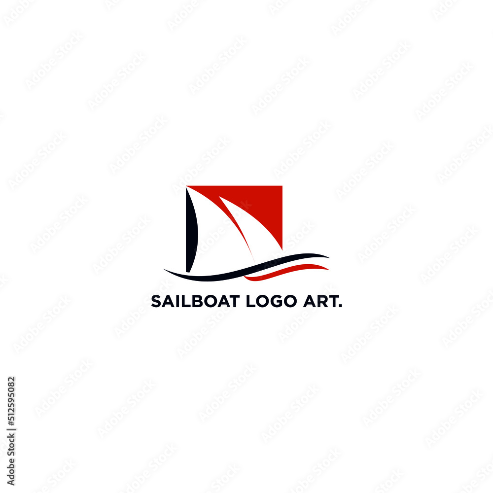 Fototapeta premium sailboat vector logo design with abstract style