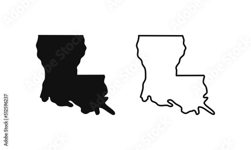 Louisiana outline state of USA. Map in black and white color options. Vector Illustration..