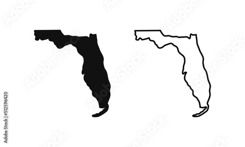 Florida outline state of USA. Map in black and white color options. Vector Illustration..