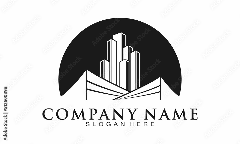 Obraz premium Office building simple icon logo