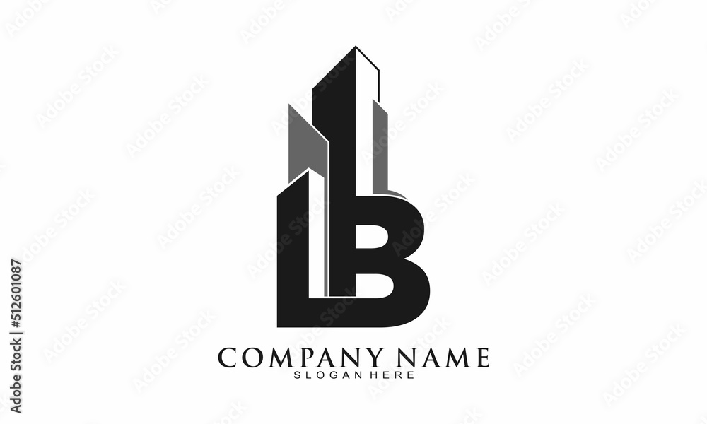 Obraz premium Letter LB with building vector logo