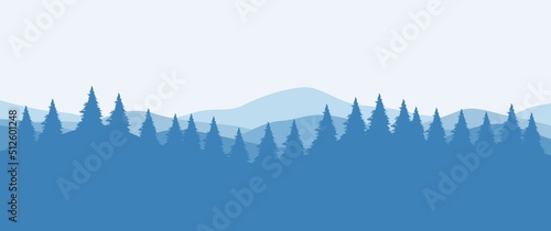 Mountain layers landscape with pine trees vector illustration, can be used for background, desktop background, wallpaper, screensaver.