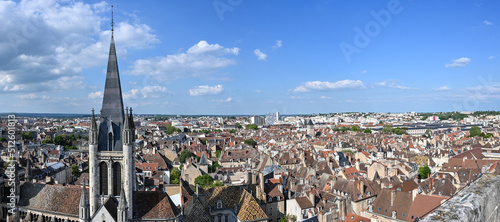 06 may 2022, Dijon - France: Buildings in the City of Dijon, old historic houses and churches, Panorama