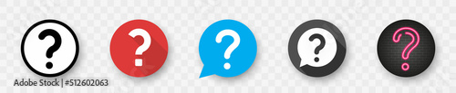 Question mark icon set. Message box with question mark icon. Button vector icon isolated on transparent background. Vector illustration