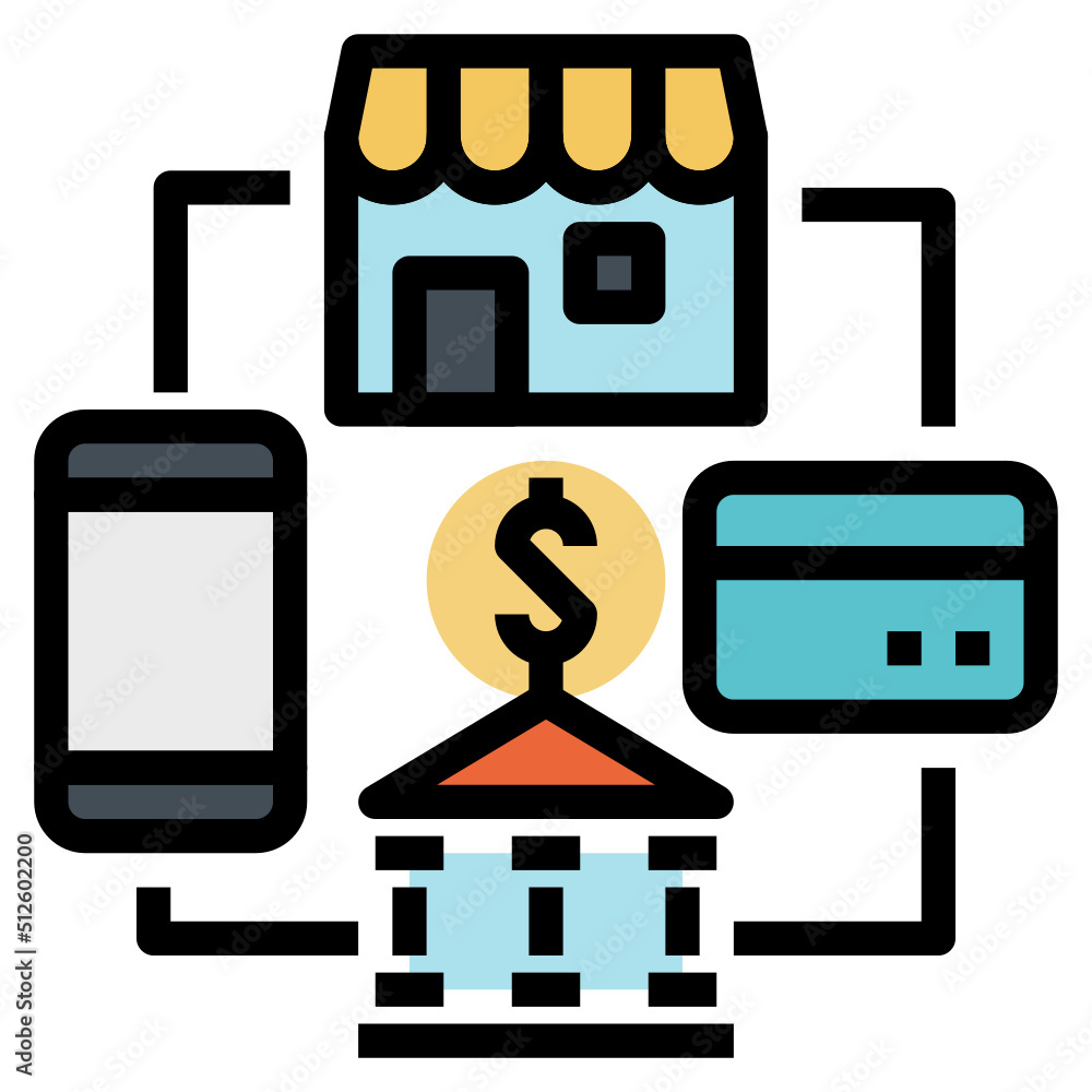 Retail Banking outline filled color  Icon