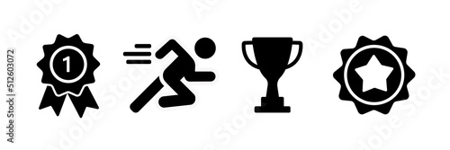 Vector winner icons set, award prize symbol. champion medal achievement sign - sports championship illustrations