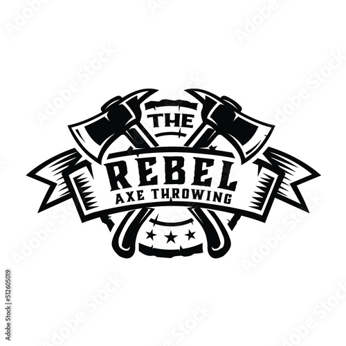 Premium axe throwing club badge emblem logo. Best for axe throwing sport related industry