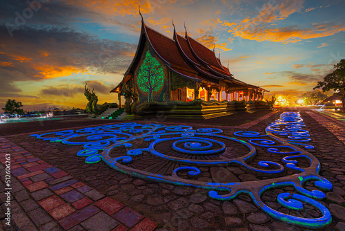 Ubon Ratchathani,Amazing Temple Sirindhorn Wararam Phuproud in Ubon Ratchathani Province at twilight time,Thailand. © banjongseal324