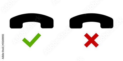 Phone call icon set. Accept or ignore a phone call. Vector illustration eps10