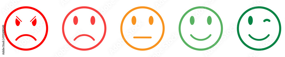 Set of emoticons. Smilies are positive, neutral and negative. Vector illustration eps10 Set of emoticons. Smilies are positive, neutral and negative. Vector illustration eps10