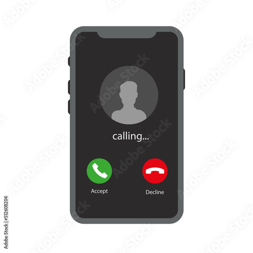 Mobile call screen template  Calling Mobile Phone Interface Illustration Vector. eps10