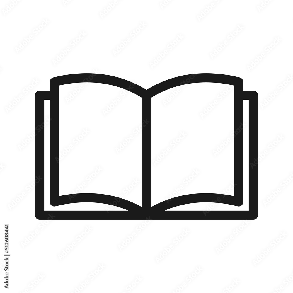 Book icon. Reading line icon, white background Book icon. Reading line icon, white background