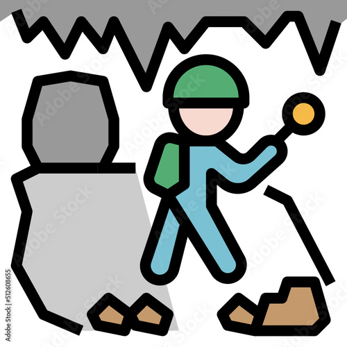 Caving  outline filled color Icon