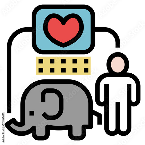 Elephant Caring outline filled color  Icon