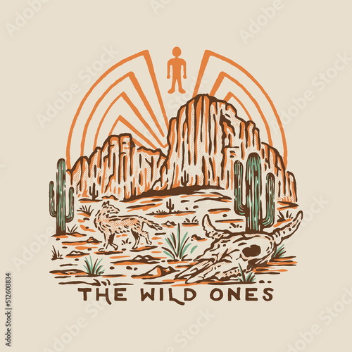 desert maze illustration wild graphic design cactus vintage t shirt
