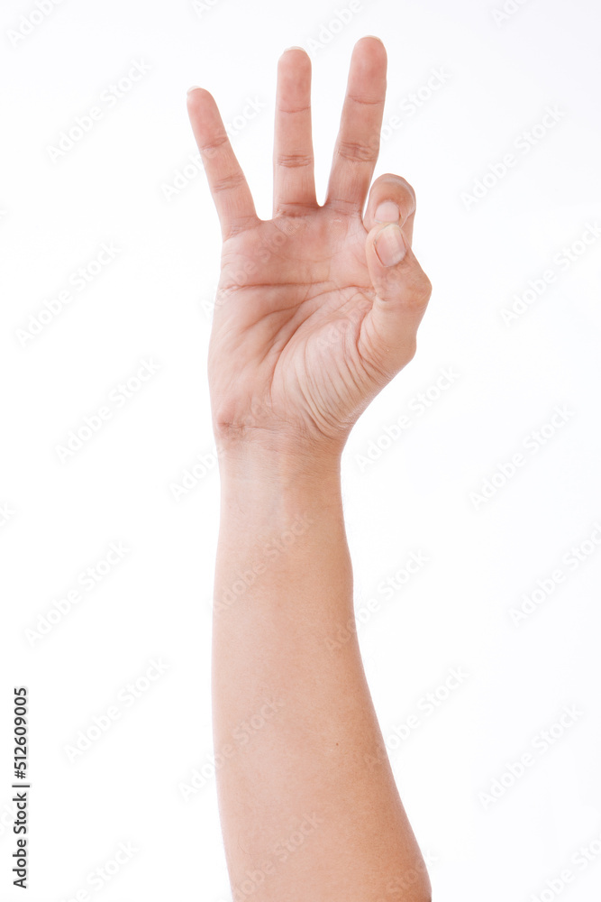Male asian hand gestures isolated over the white background. OK Action. Male asian hand gestures isolated over the white background. OK Action.