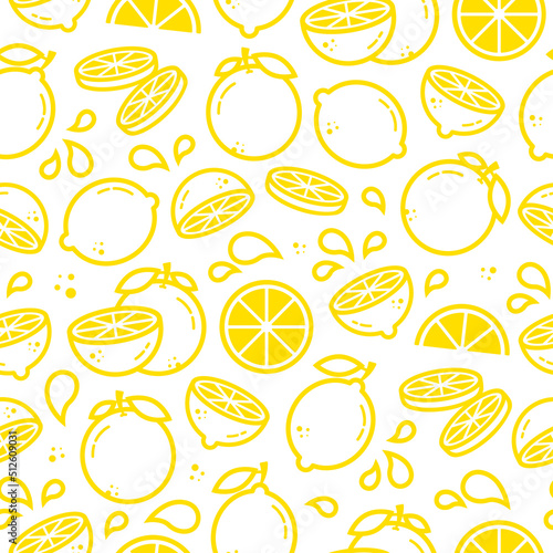 Citrus fruits for package  kitchen design  fabric and textile. Lime  lemon  orange vector seamless pattern in outline style