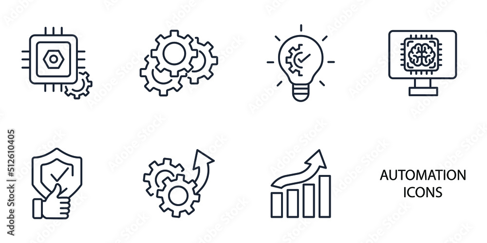about automation icons set . about automation pack symbol vector ...