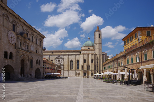 Fototapeta Naklejka Na Ścianę i Meble -  Ascoli Piceno - Marche - The characteristic and suggestive Piazza del Popolo in Renaissance style