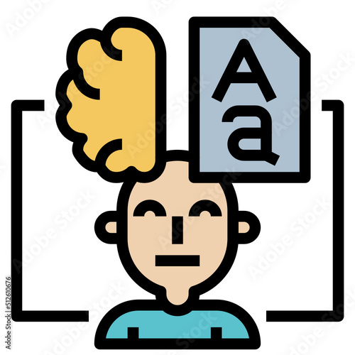 Literacy Skills outline filled color Icon