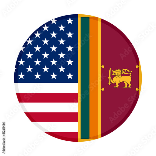 round icon of united states of american and sri lanka flags. vector illustration isolated on white background