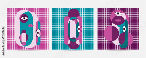 Different Faces vector illustration.