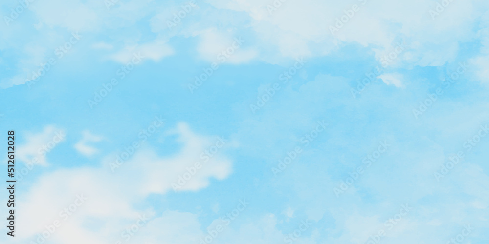 Tiny clouds covered brush painted cloudy blue sky background, Bright and shinny natural and cloudy sky background for wallpaper, cover, card, decoration and design.