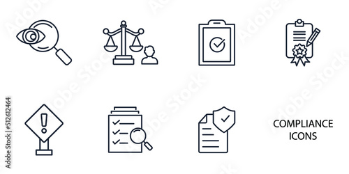 compliance icons set . compliance pack symbol vector elements for infographic web