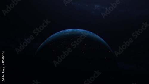 Earth revealed in dark space