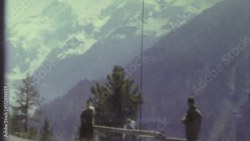 Bernina massif view in 60s photo