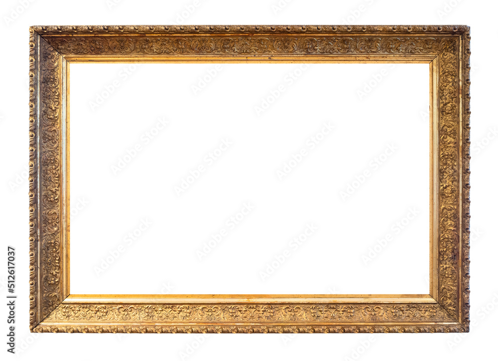 Naklejka premium blank horizontal gold carved picture frame cutout