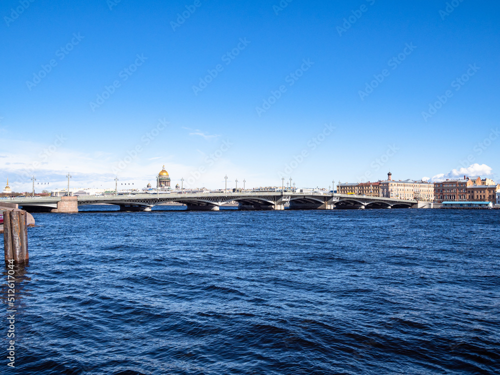 view of Annunciation Bridge on Great Neva river