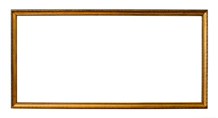 blank long narrow old golden picture frame cutout