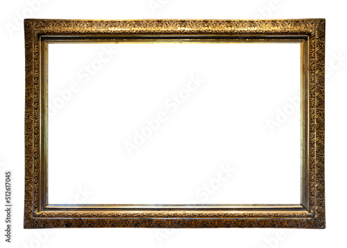 blank horizontal old bronze picture frame cutout