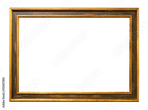 blank brown and golden wood picture frame cutout