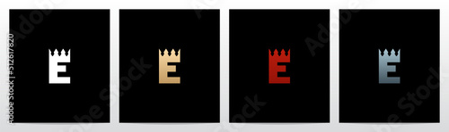 Crown Merged With Letter Logo Design E