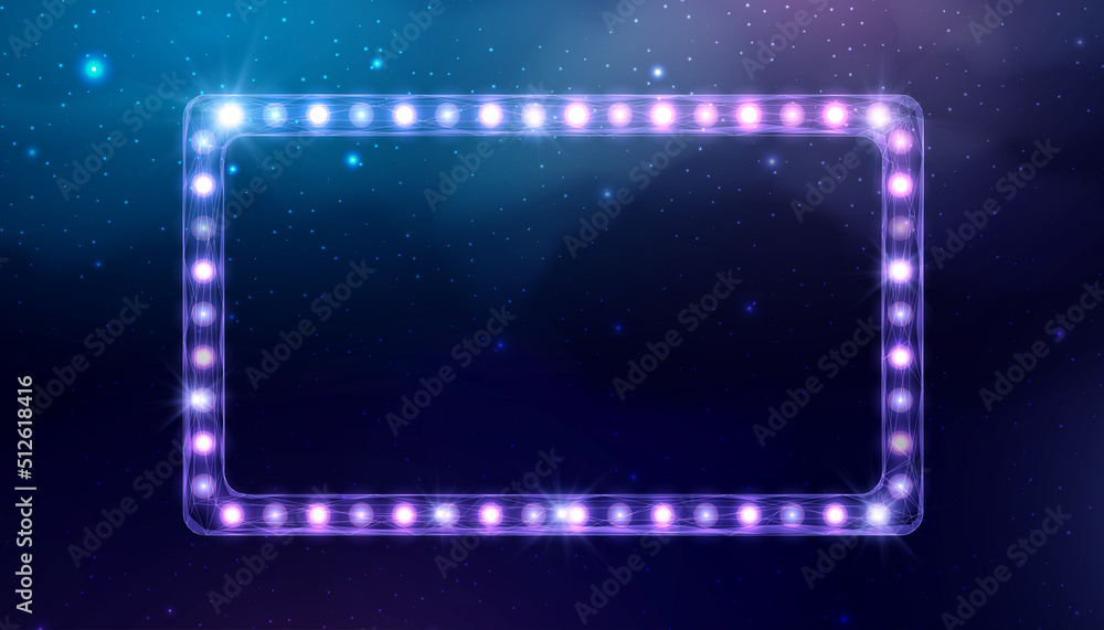 Obraz premium Wireframe light billboard, low poly style. Abstract modern 3d vector illustration on dark blue background.